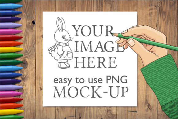 Elevate Your Design Portfolio with the Square Coloring Book Page Mockup Crayon