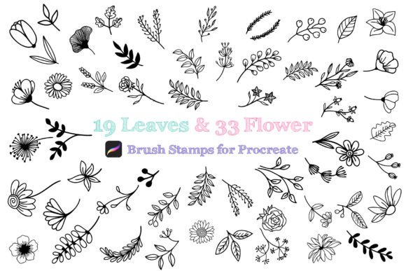 Mastering Digital Botanicals with the 33 Flower and 19 Leaves Brush Stamp Collection