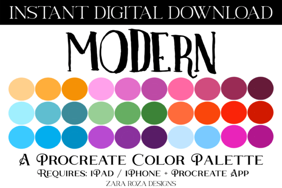 Modern Procreate Color Palette: 30 Swatches
