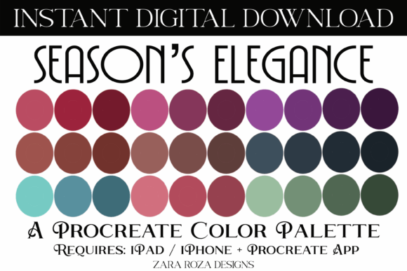 Season’s Elegance Procreate Palette: A Versatile Digital Color Collection for Every Occasion
