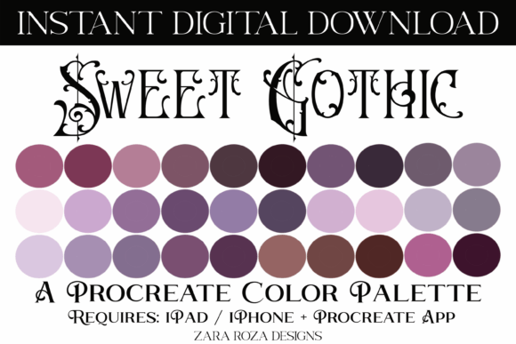 Sweet Gothic Procreate Color Palette Guide